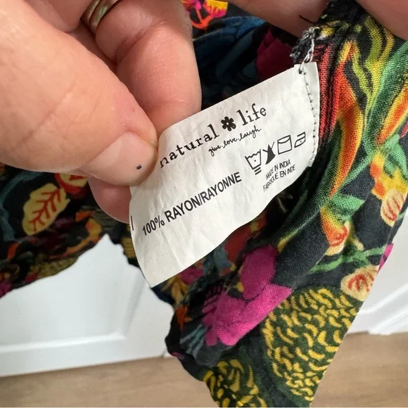 Natural Life Patti Mini Dress Black Neon Floral L - Picture 10 of 10